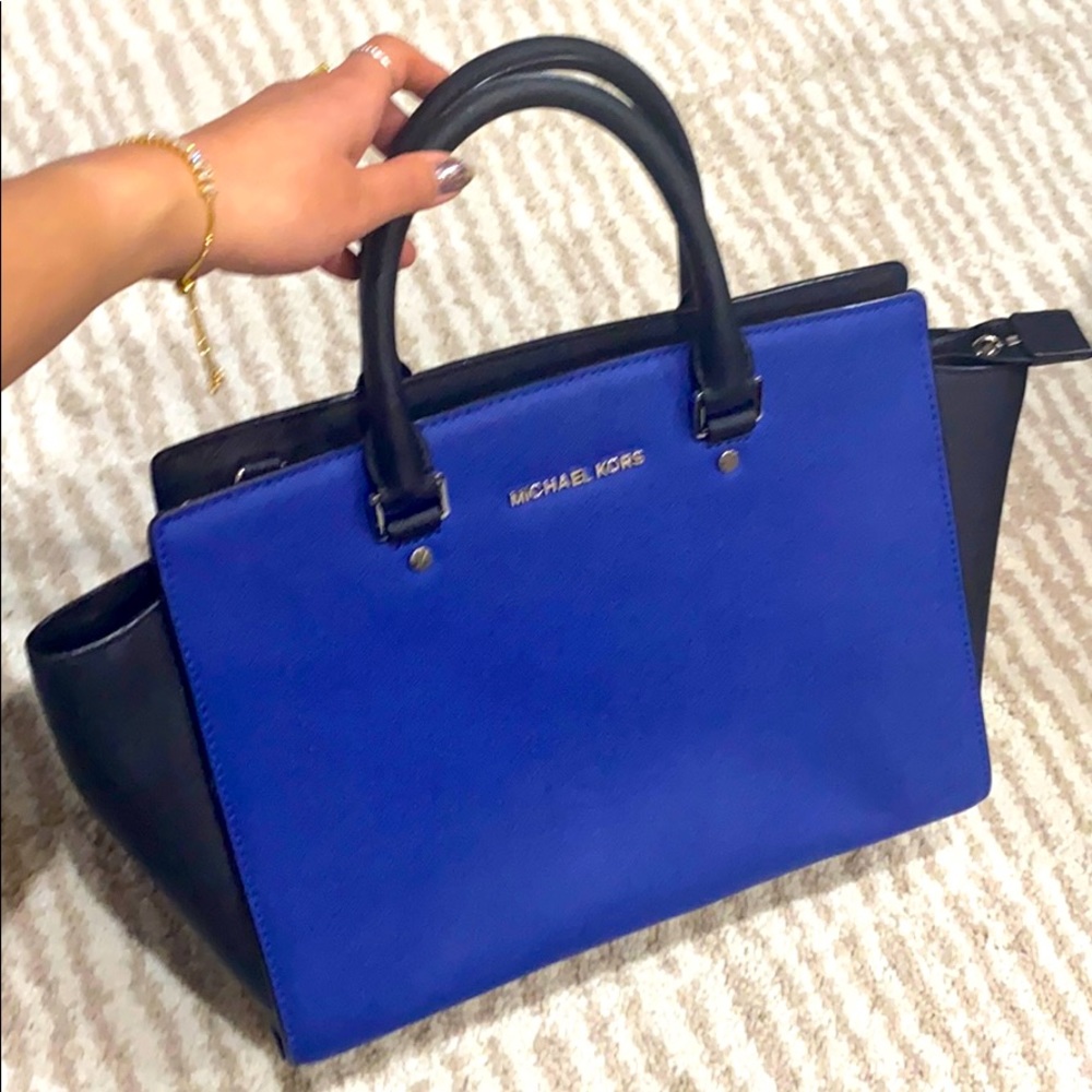 Two color Michael Kors Selma Leather Satchel Bag